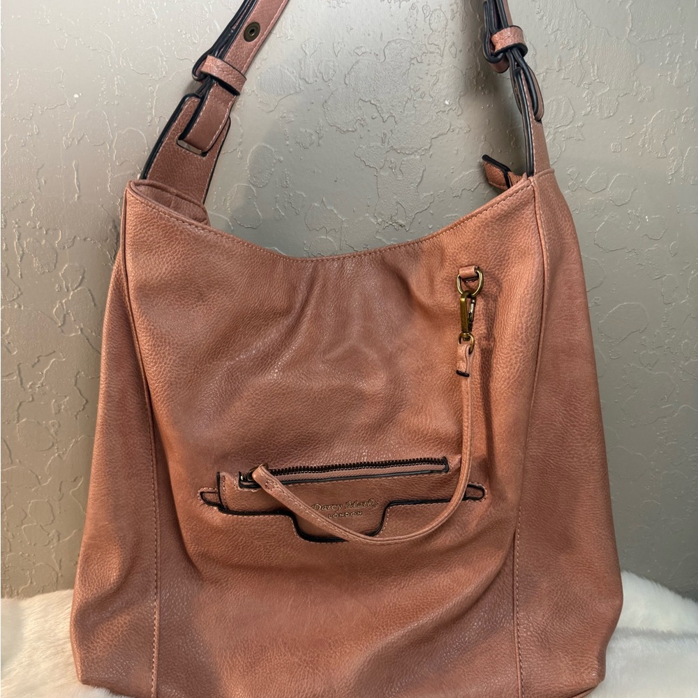 Pink Vegan Leather Shoulder Bag